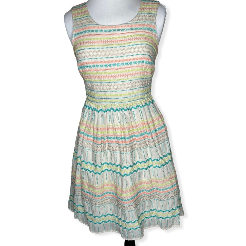 Kenji Embroidered Cotton Sun Dress Sz 6